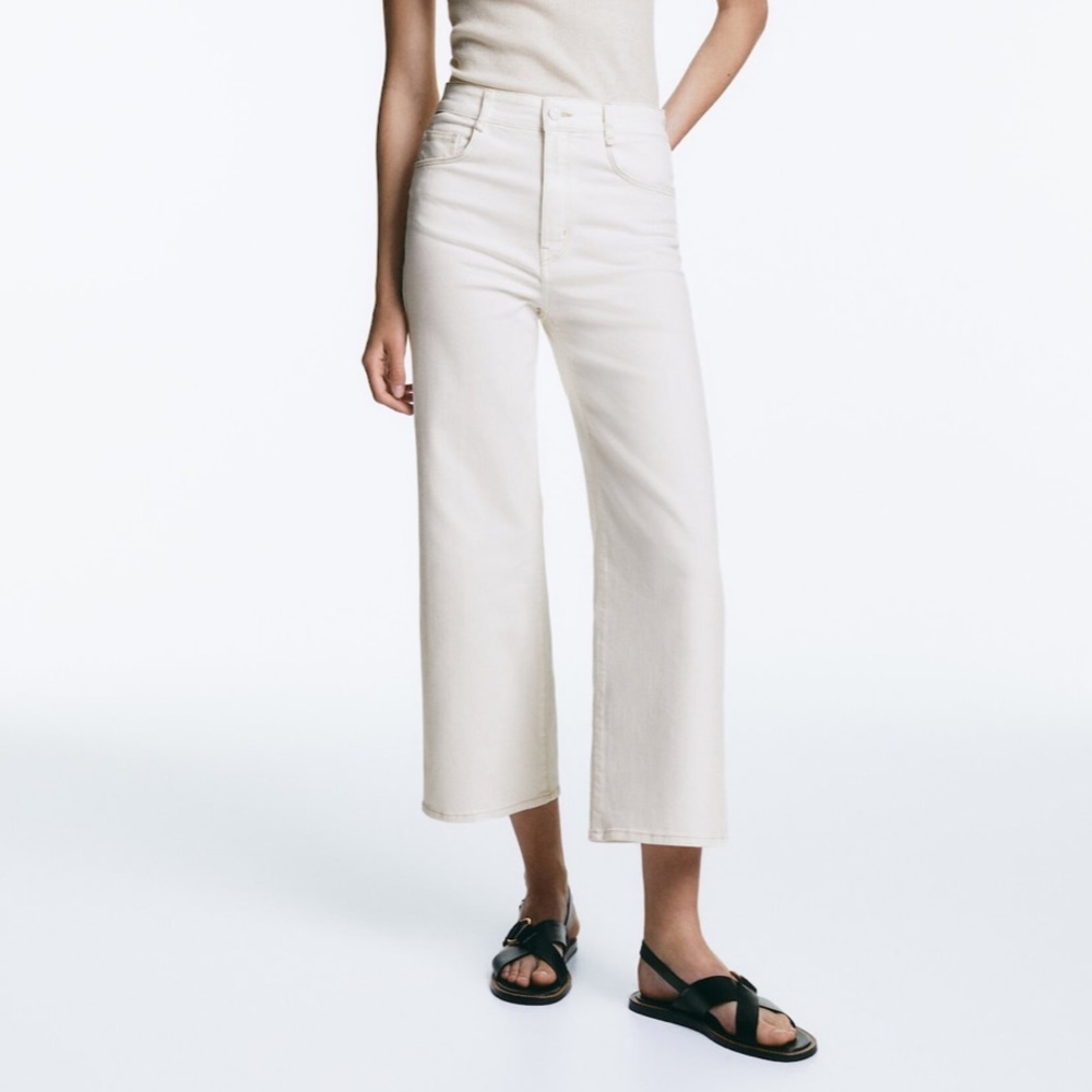 Massimo Dutti high waist wide leg crop jeans - EUC